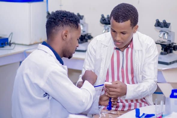 Qaar ka mid ah Ardayda dhigata Kulliyadda Nursing-ka Jaamacada Plasma ee Xarunta PIU oo qaadanaya Tababar Cinwaankiisu yahay sida loo sameeyo baari...