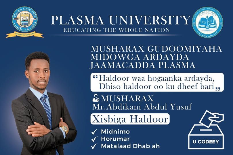 Musharax Xilka Gudoomiyaha Midowga Ardayda Jaamacadda Plasma Mr. Abdiqani Abdul Yusuf